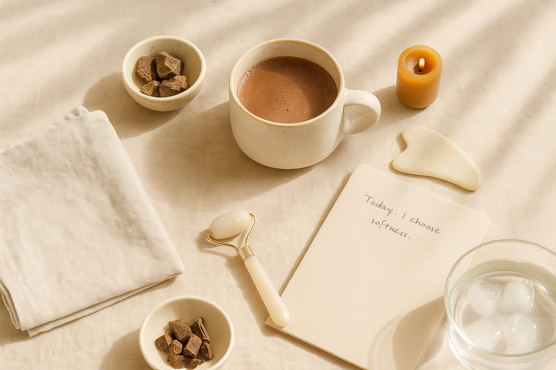 ceremoniële cacao drinken tijdens ochtendroutine als koffievervanger