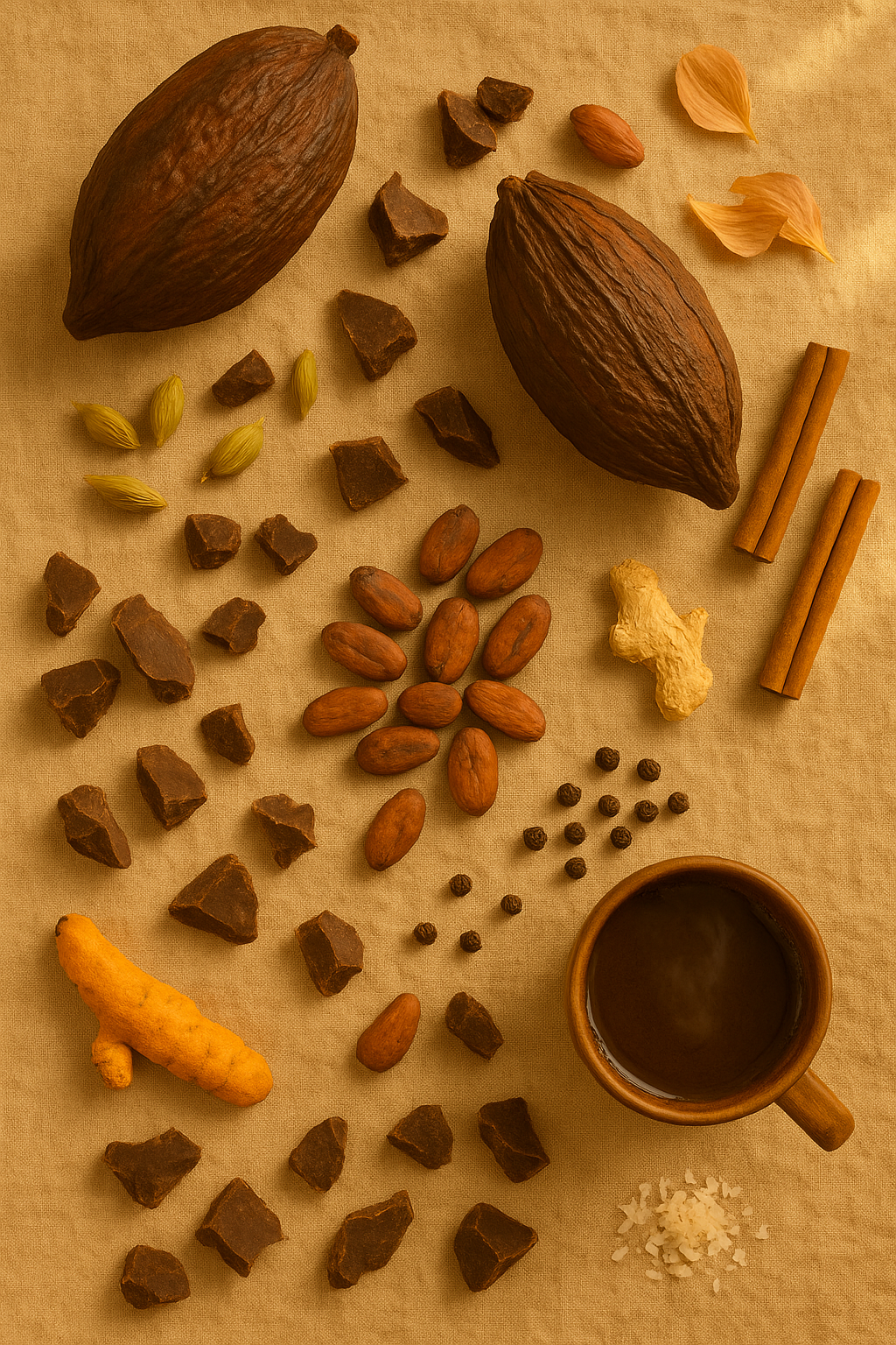 Ceremoniële cacao uit India met ayurvedische kruiden en adaptogenen