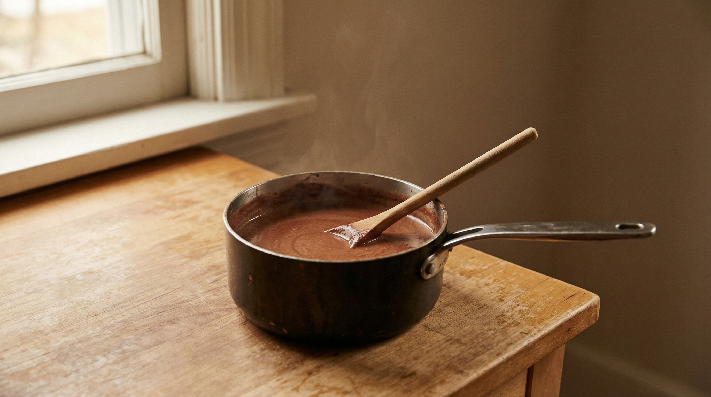 ceremoniële cacao bereiden in pan met garde