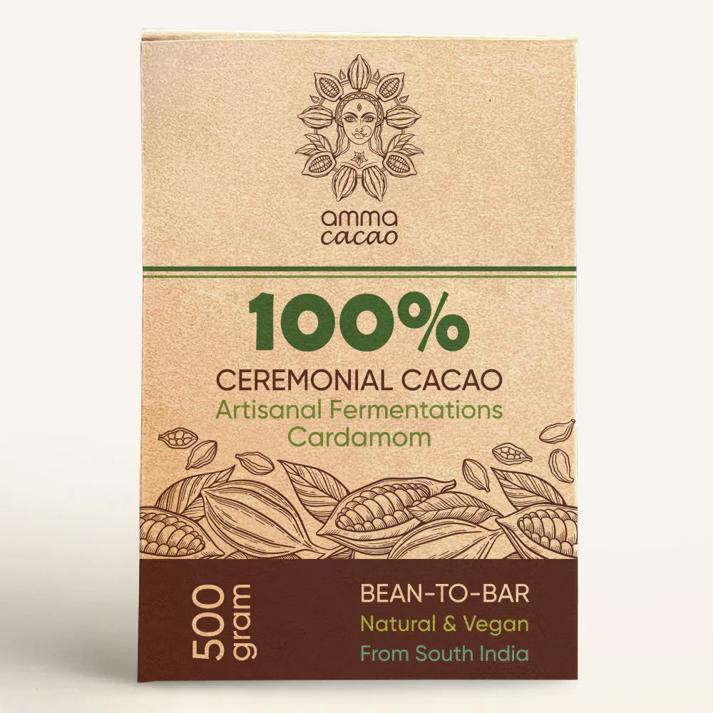 Amma Cacao - 100% Ceremonial Cacao - Fermented Cardamom (500gr) 
