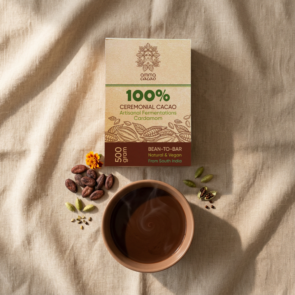 Amma Cacao - 100% Ceremonial Cacao - Fermented Cardamom (500gr) 